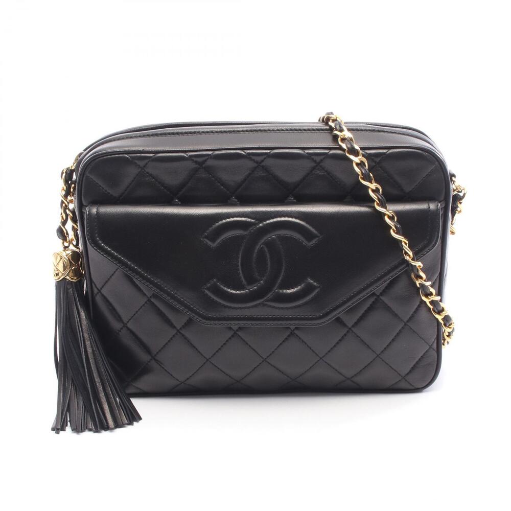 Chanel Matelasse Shoulder Bag Lambskin Sheepskin Black